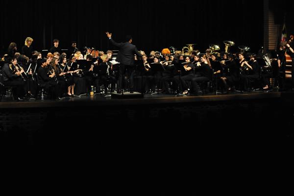Students performing at the 2023-2024 All County Band Concert